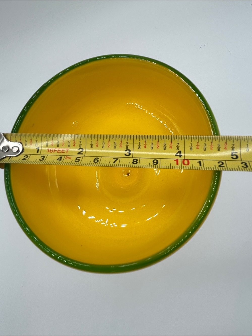 Handblown Yellow Glass Margarita Coupe with Green Rim - Picture 5 of 6